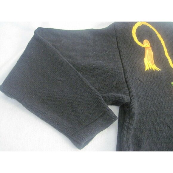Vintage Women's Sweater Marisa Christina Black Gold Red Embroidered Size Medium - Picture 6 of 9